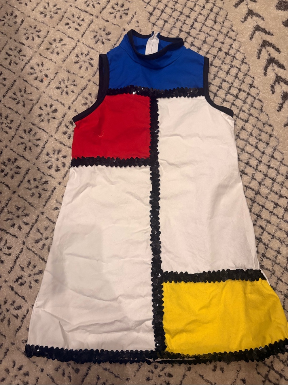 Weissman Girls Colorblock Sequin-Trim Dress in Blue, Red, White, Yellow
